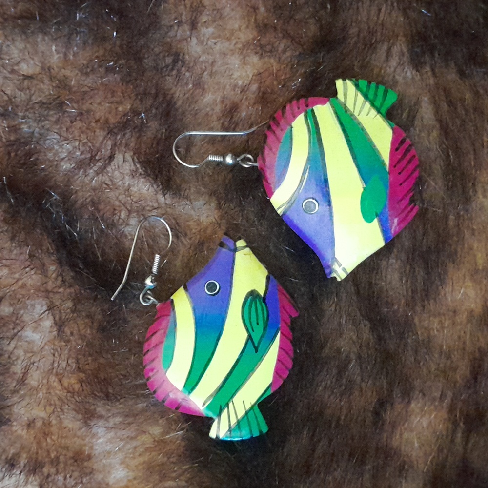 Wooden fish earrings